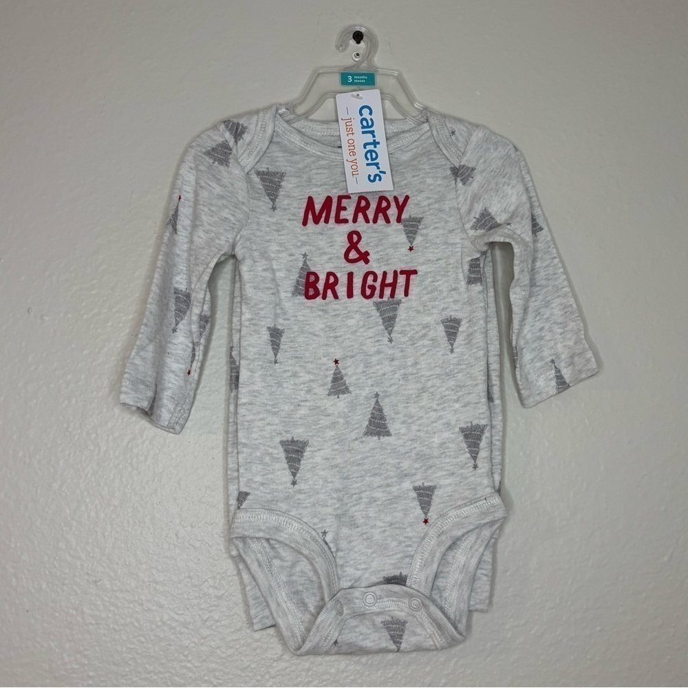 Carter’s Baby Light Gray Merry & Bright Onesie and Pant Set - Picture 6 of 7